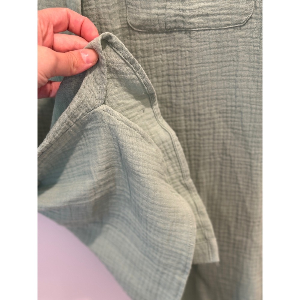 Anne Klein Jeans Sage Green Double Gauze Button Down Shirt Roll Tab Sleeve Med - Picture 6 of 13